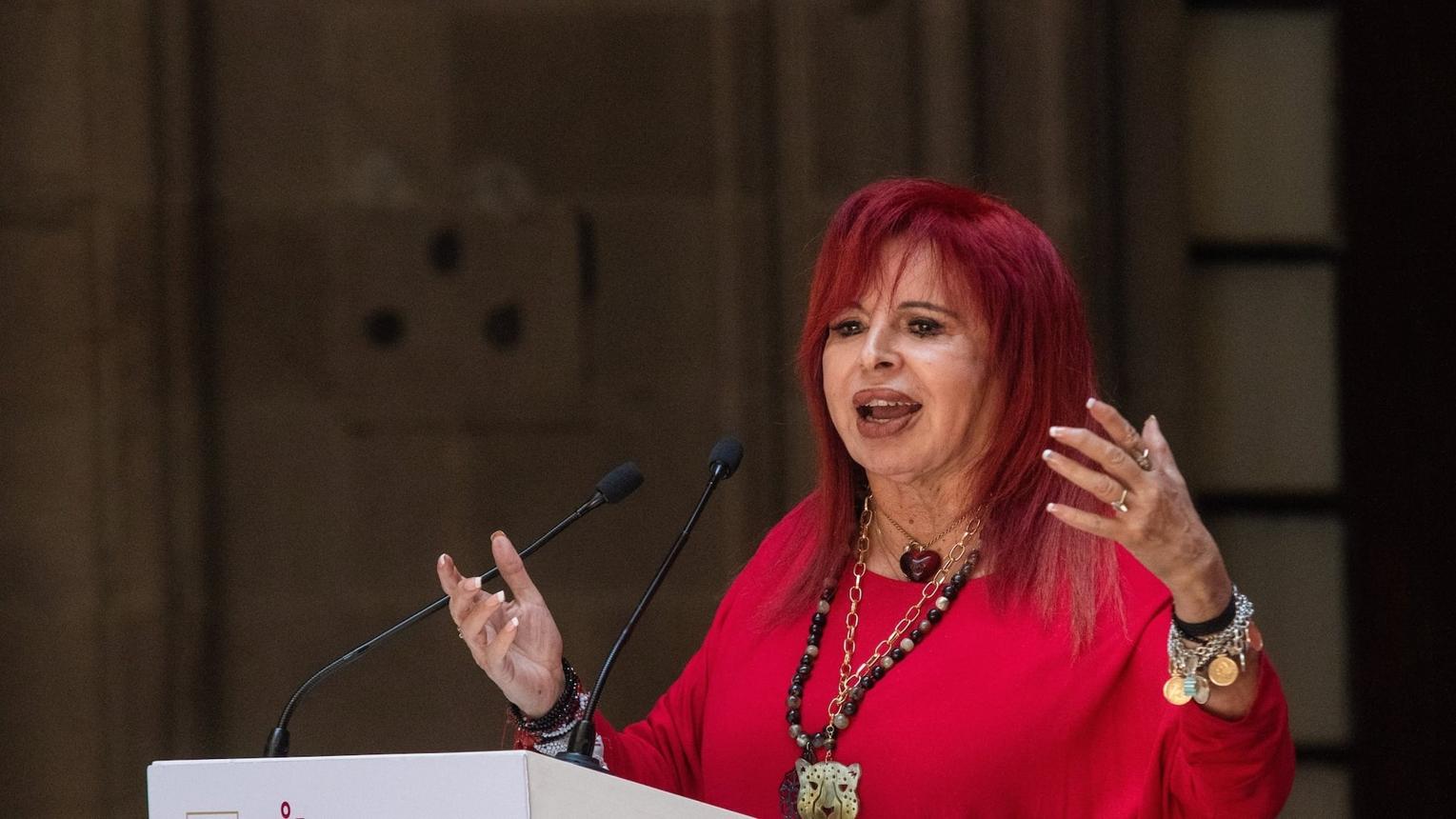 Layda Sansores durante su intervención ante estudiantes del Instituto Tecnológico de Campeche.