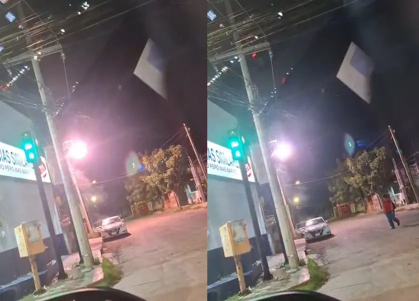 Poste de CFE lanza bolas de fuego en Mérida