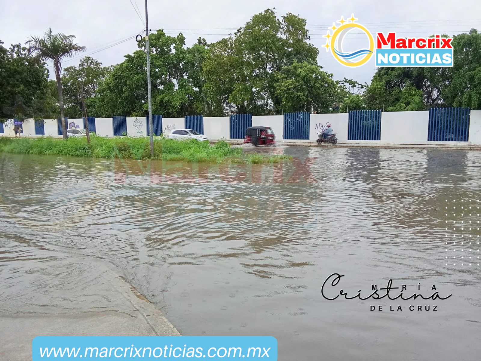 Lluvias en Cancún inundan avenidas de la Zona Poniente